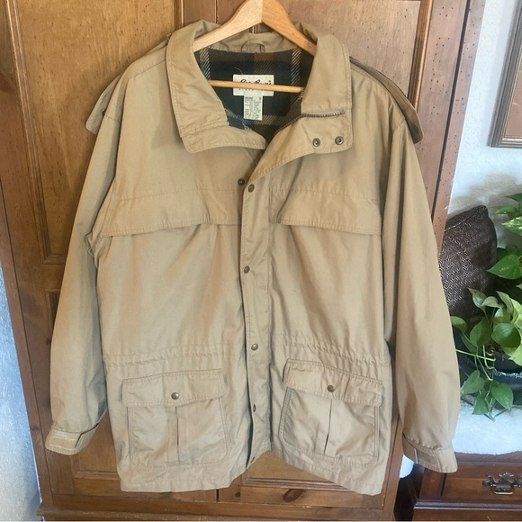 90s Eddie Bauer Vintage Mountain Parka Removable Hood Wool Lining Tan - Picture 1 of 12